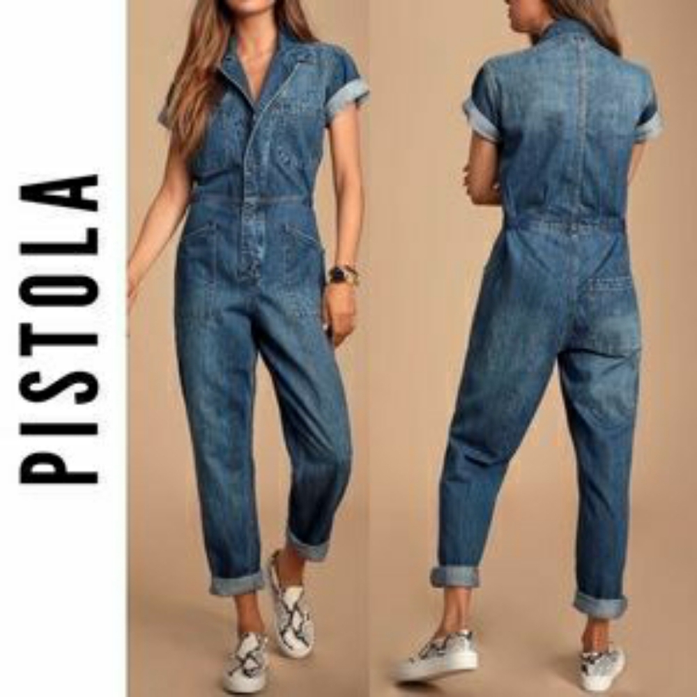 Grover Medium Wash Denim Utility Jumpsuit